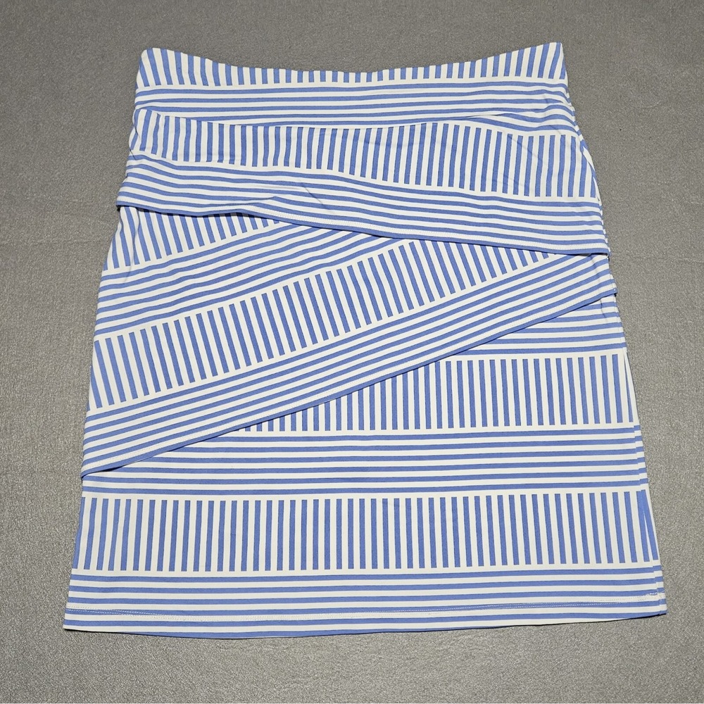 J McLaughlin Nicola Skirt Sz XS Blue & White Bangle Stripe Catalina Cloth